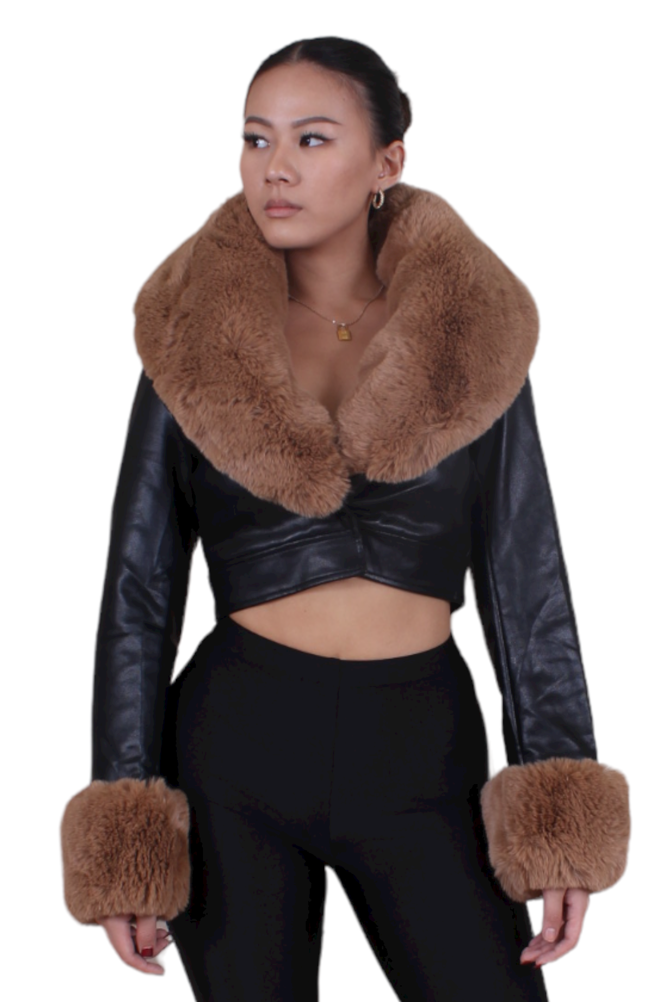 GISELE FAUX FUR CROPPED JACKET