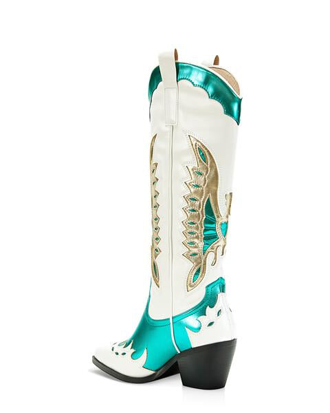 Azalea Wang Federica Rhinestone Western Boot in Green