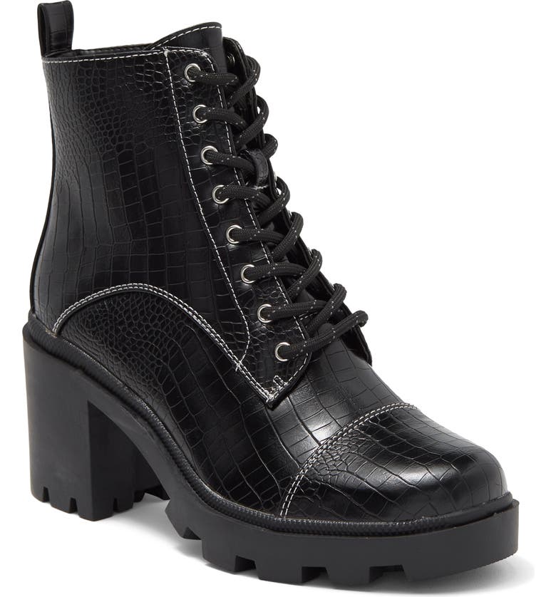 SURREAL CROC LACE UP HEELED BOOTIE