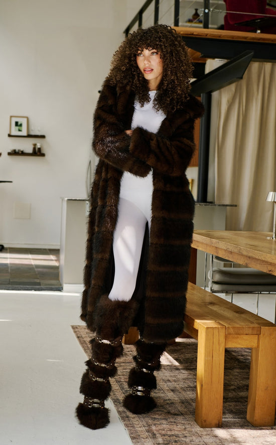 DARIO-CHOCOLATE FAUX FUR STILETTO BOOT