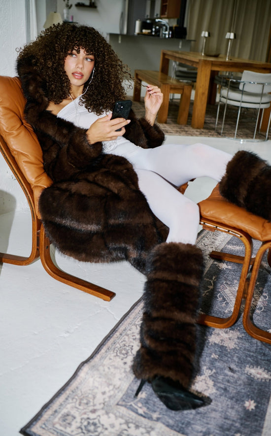 ZENTHRA-CHOCOLATE FAUX FUR STILETTO BOOT