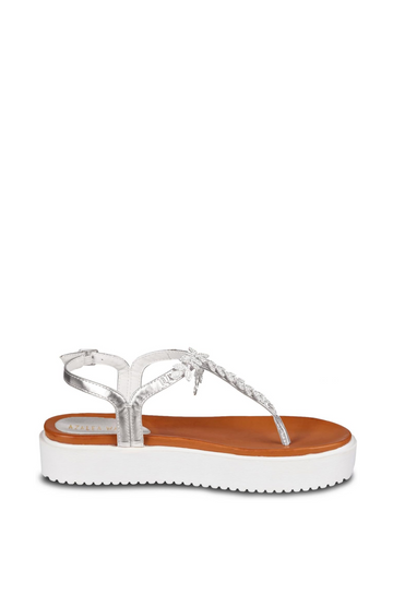 ADMIRE-SILVER FLAT SANDAL