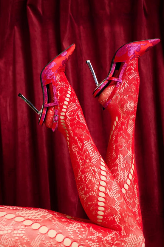 VENA-RED METALLIC STILETTO SLINGBACK PUMP