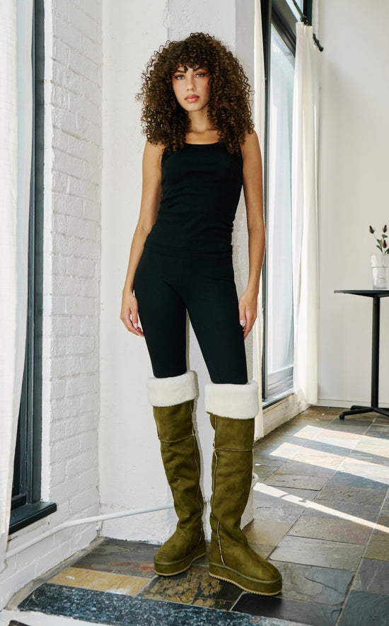MARLOW-OLIVE KNEE-HIGH FLATFORM BOOT