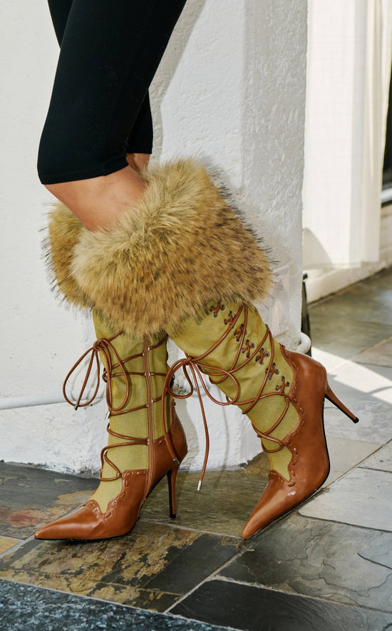 OHARA-DENIMMULTI FAUX FUR STILETTO BOOT