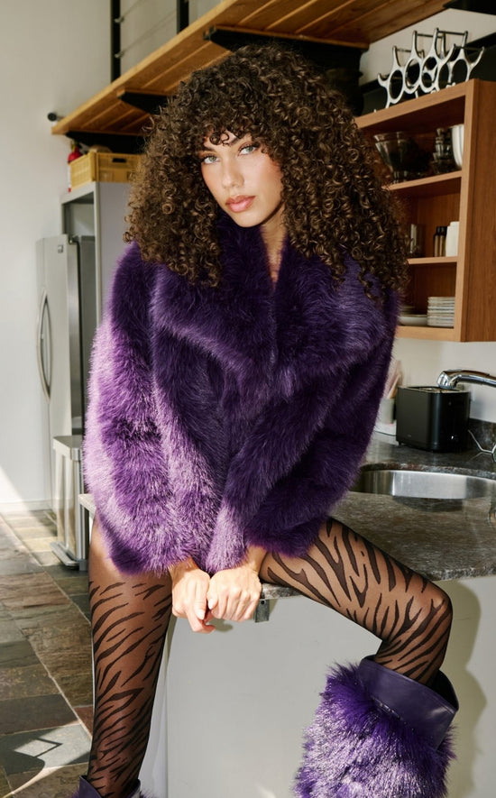 REGINA-PURPLE FAUX FUR JACKET