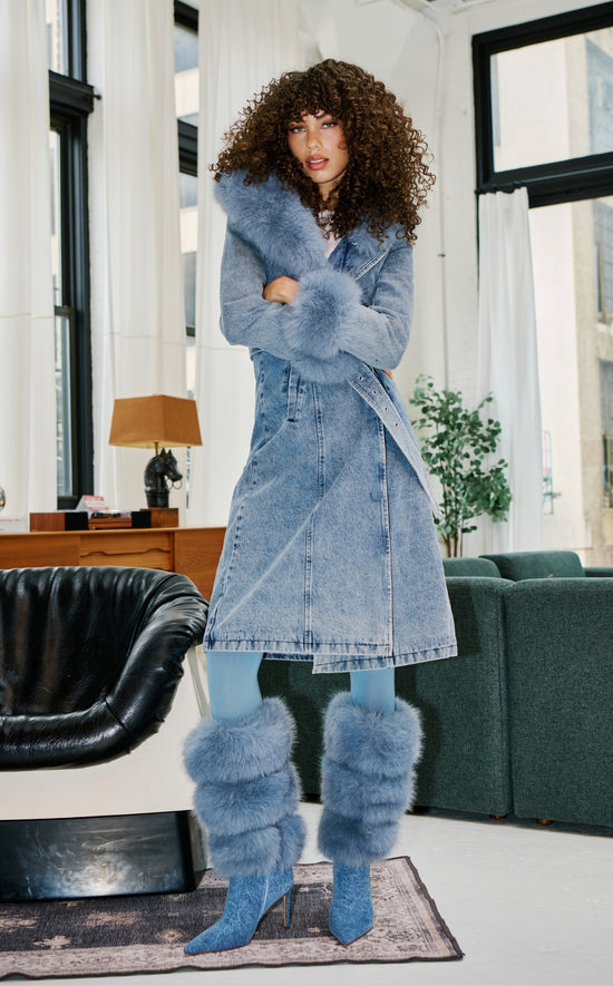 SENAE-BLUE FAUX FUR STILETTO BOOT