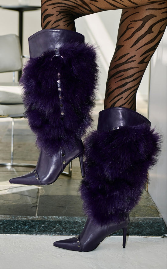 ALISETTE-PURPLENOIR FAUX FUR STILETTO BOOT