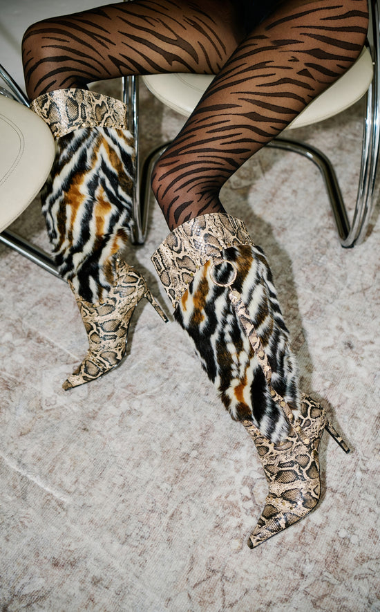 ALISETTE-SNAKEMULTI FAUX FUR STILETTO BOOT
