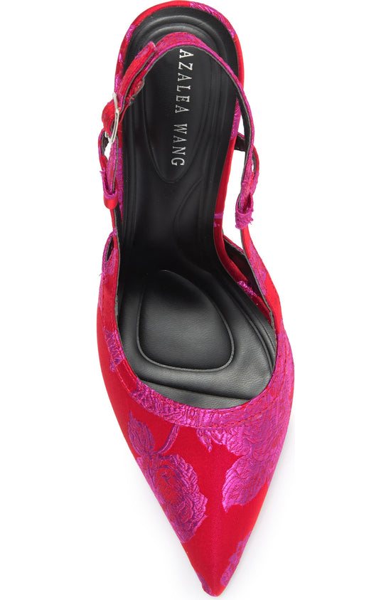 VENA-RED METALLIC STILETTO SLINGBACK PUMP