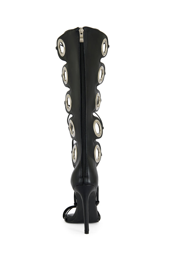 AGATHON-BLACK STILETTO GLADIATOR SANDAL BOOT