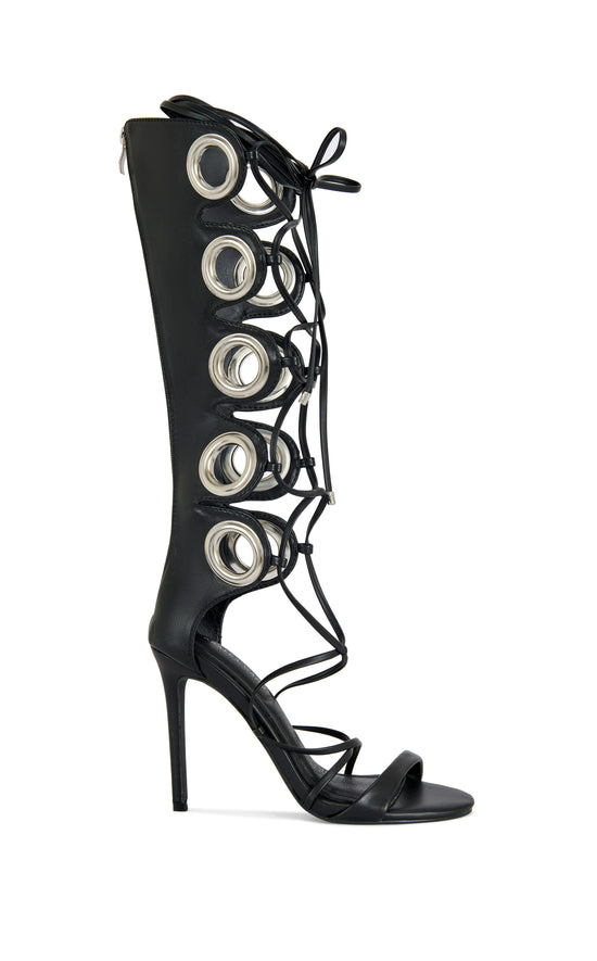 AGATHON-BLACK STILETTO GLADIATOR SANDAL BOOT
