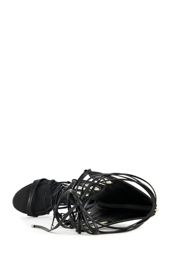 AGATHON-BLACK STILETTO GLADIATOR SANDAL BOOT