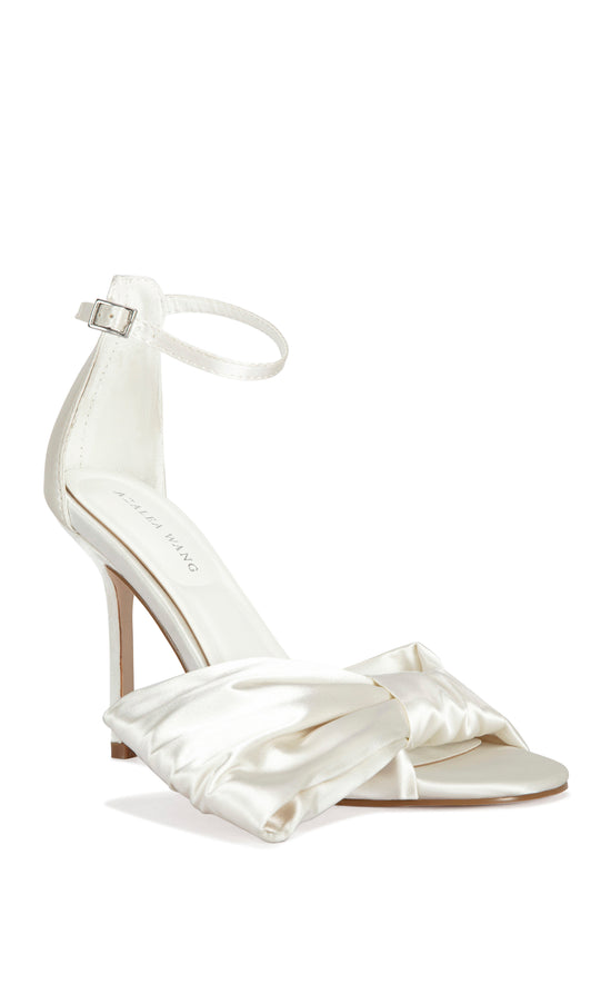 ALBENA-IVORY SATIN BOW STILETTO SANDAL