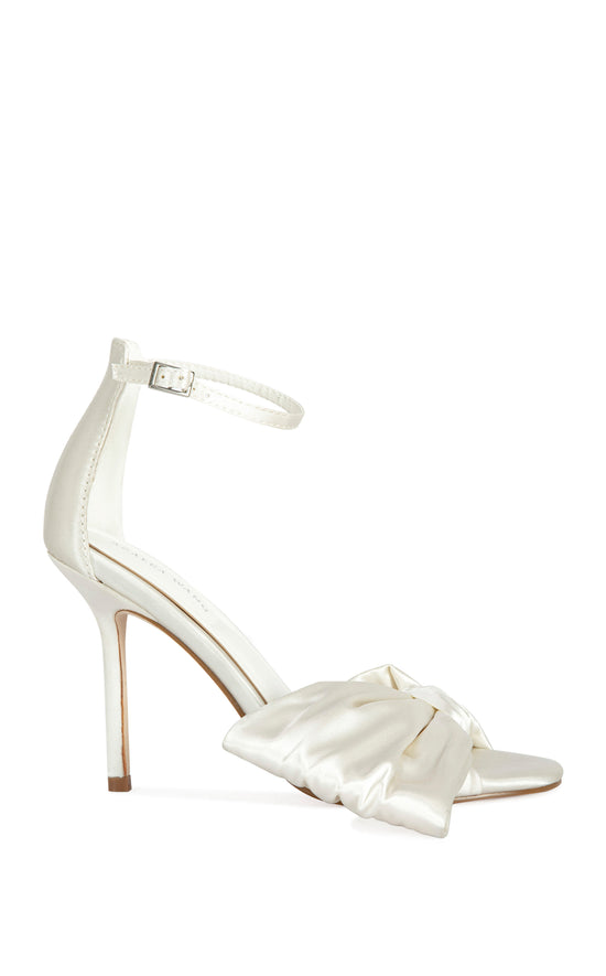 ALBENA-IVORY SATIN BOW STILETTO SANDAL