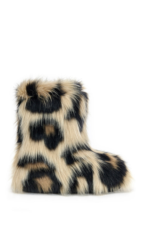 ALBERT-BROWNLEOPARD FAUX FUR FLAT BOOTIE