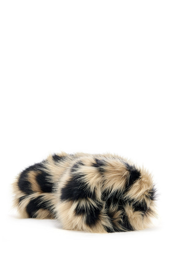 ALBERT-BROWNLEOPARD FAUX FUR FLAT BOOTIE