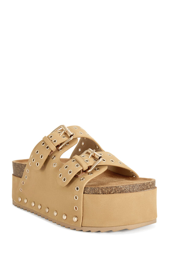 ALGEDI-TAN GROMMET FLATFORM SANDAL