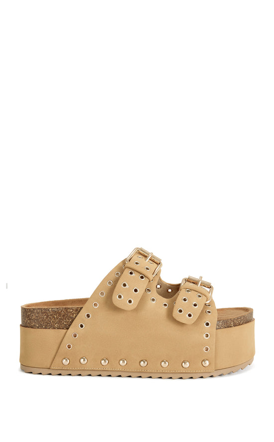 ALGEDI-TAN GROMMET FLATFORM SANDAL