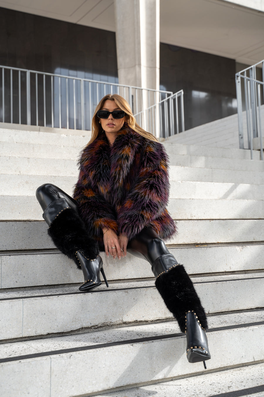 ALISETTE-BLACK FAUX FUR STILETTO BOOT
