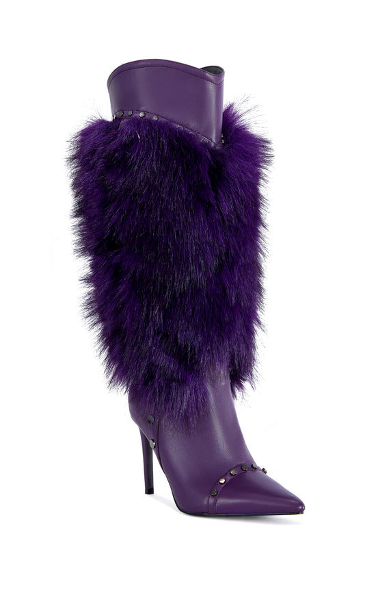 ALISETTE-PURPLENOIR FAUX FUR STILETTO BOOT