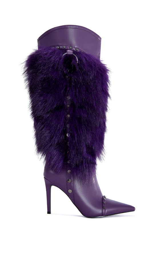 ALISETTE-PURPLENOIR FAUX FUR STILETTO BOOT