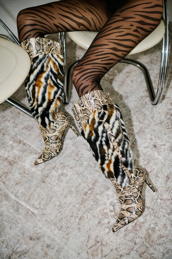 ALISETTE-SNAKEMULTI FAUX FUR STILETTO BOOT