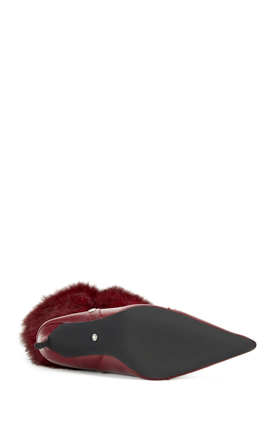 ALISETTE-BURGUNDY FAUX FUR STILETTO BOOT