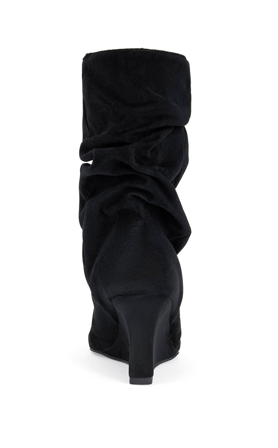 ALISSA-BLACK SLOUCH WEDGE BOOTIE