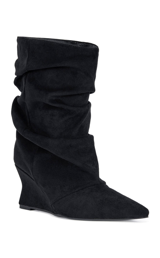 ALISSA-BLACK SLOUCH WEDGE BOOTIE