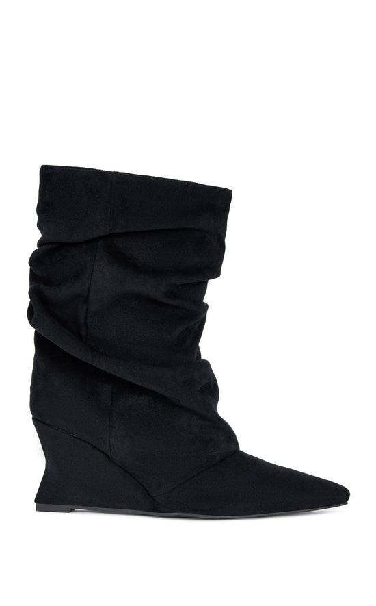 ALISSA-BLACK SLOUCH WEDGE BOOTIE