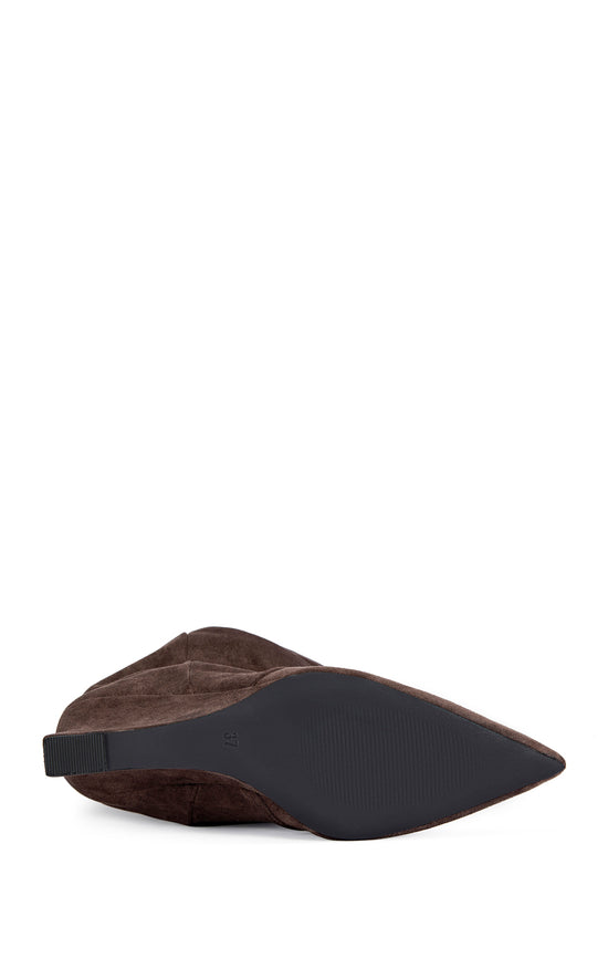 ALISSA-CHOCOLATE SLOUCH WEDGE BOOTIE