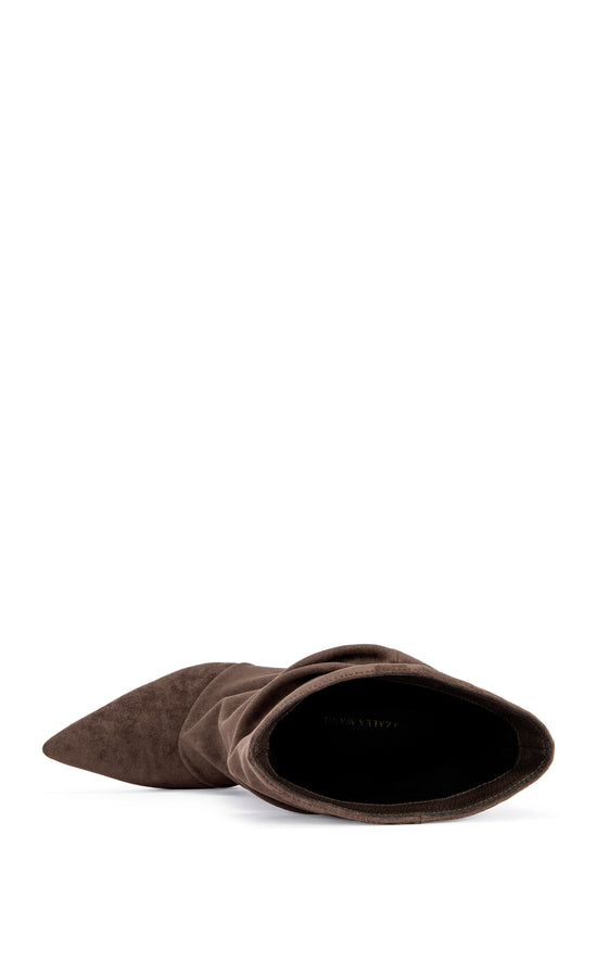 ALISSA-CHOCOLATE SLOUCH WEDGE BOOTIE