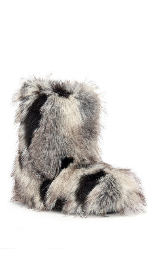 ALIXIA-GREYMULTI FAUX FUR FLAT BOOTIE