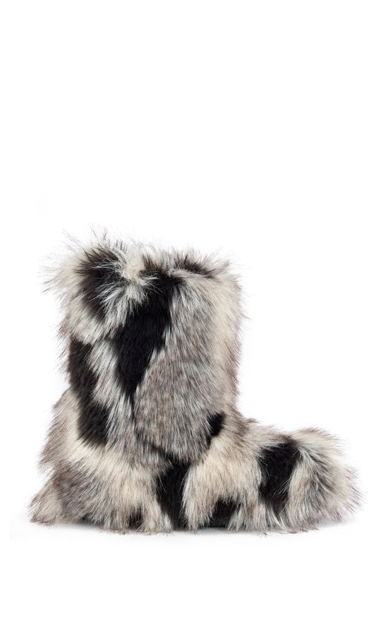 ALIXIA-GREYMULTI FAUX FUR FLAT BOOTIE