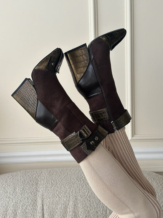 ALLONA-BROWN HEELED BOOTIE