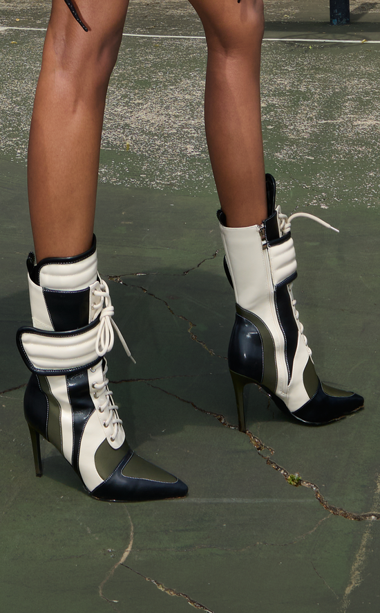 AMADA-OLIVE SPORTY POINT-TOE STILETTO BOOTIE