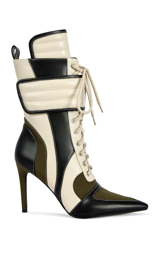 AMADA-OLIVE SPORTY POINT-TOE STILETTO BOOTIE