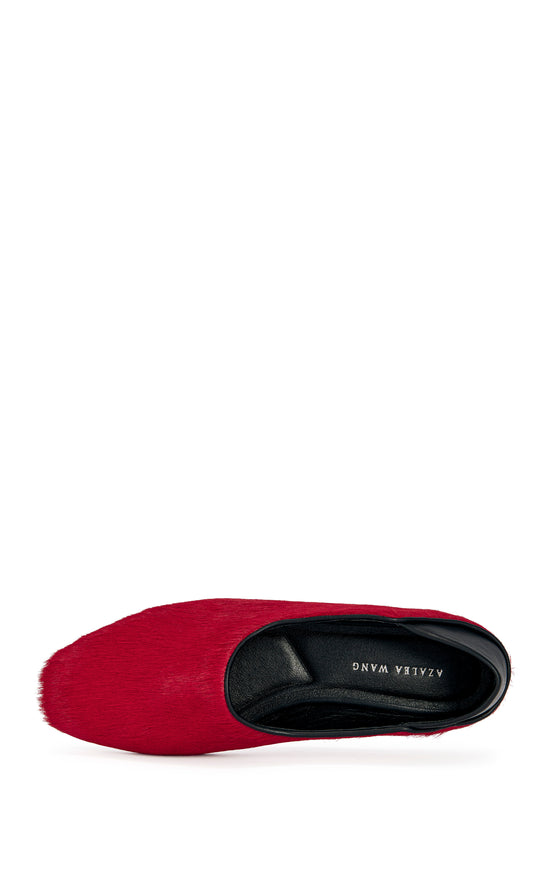 AMARIS-RED GENUINE LEATHER FLAT