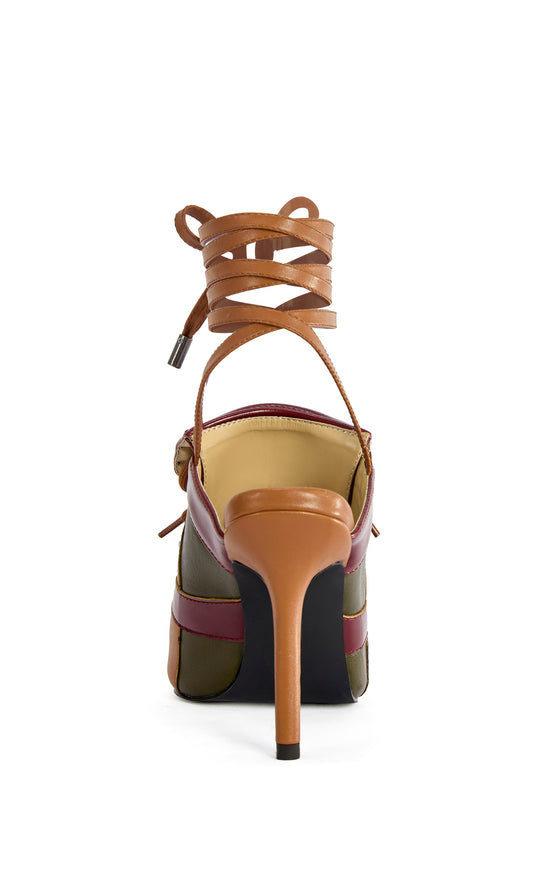 AMBRE-OLIVEMULTI SPORTY POINT-TOE WRAP-AROUND STILETTO PUMP