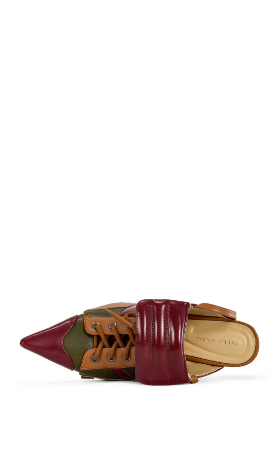 AMBRE-OLIVEMULTI SPORTY POINT-TOE WRAP-AROUND STILETTO PUMP
