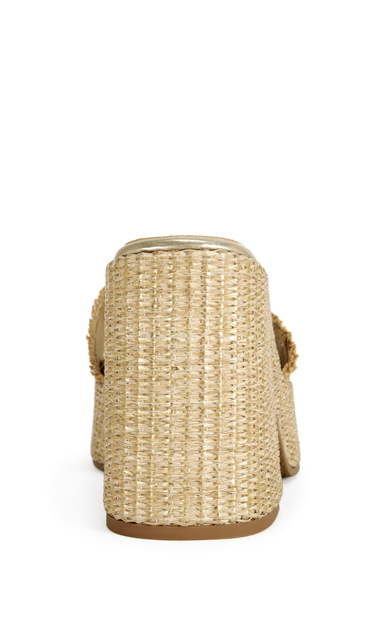 ANIKET-BEIGE WICKER PLATFORM SANDAL