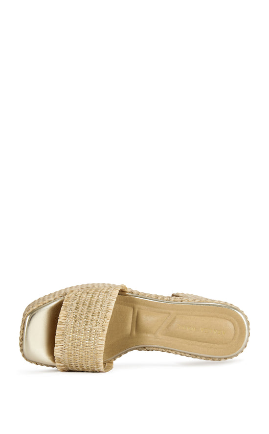 ANIKET-BEIGE WICKER PLATFORM SANDAL