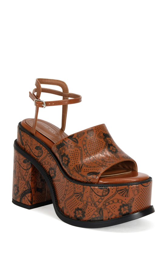 ANTHELMINE-COGNAC PLATFORM SANDAL