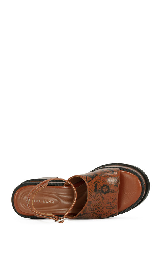 ANTHELMINE-COGNAC PLATFORM SANDAL