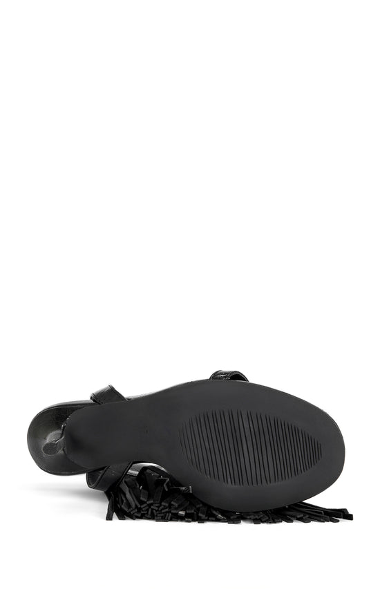 ANTIQUE-BLACK FRINGE STILETTO SANDAL