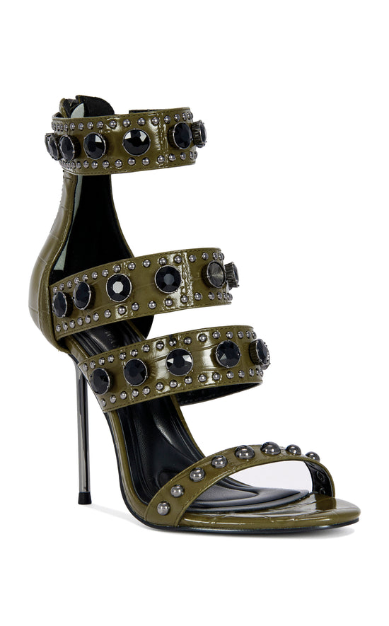 ANTONIA-OLIVE STILETTO SANDAL