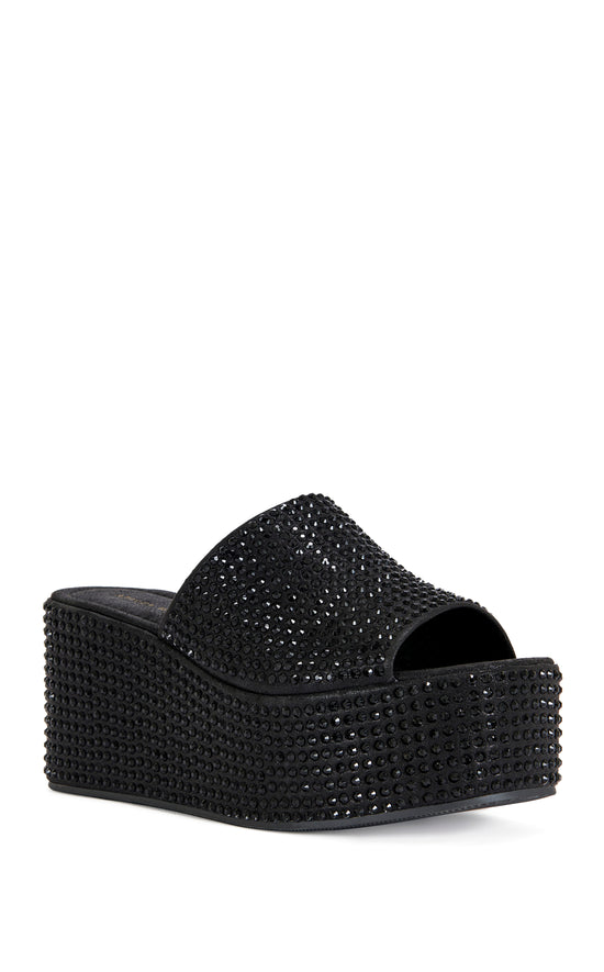 ARACHNA-BLACK RHINESTONE PLATFORM SANDAL