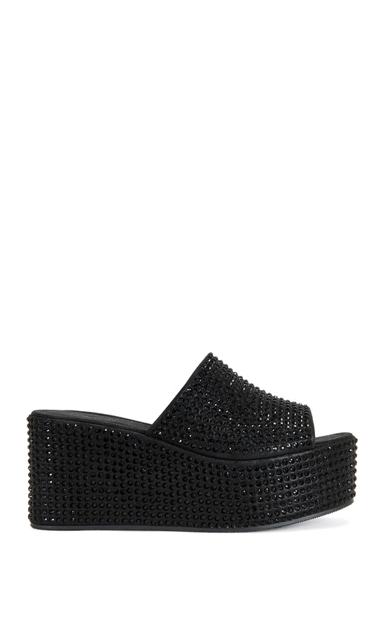 ARACHNA-BLACK RHINESTONE PLATFORM SANDAL