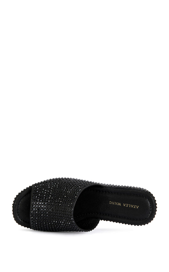 ARACHNA-BLACK RHINESTONE PLATFORM SANDAL